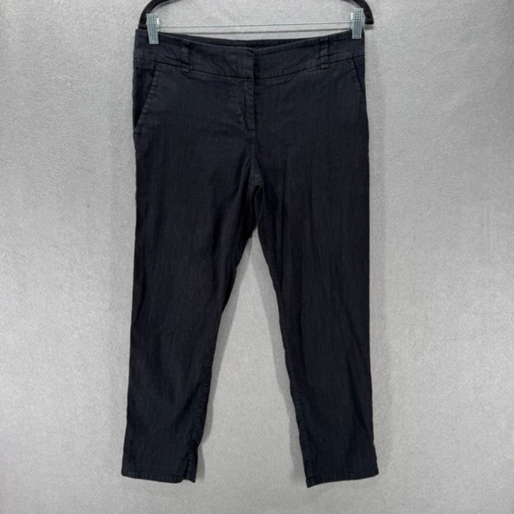 Tommy Bahama Florence Pants Womens‎ 4 Black Linen Blend Stretch Ankle Coastal